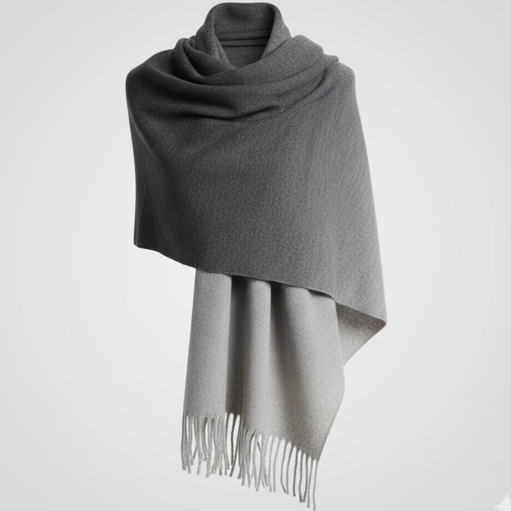 Anthropologie Mer Sea Always By The Sea Ombre Travel Wrap Scarf - Grey/Silver